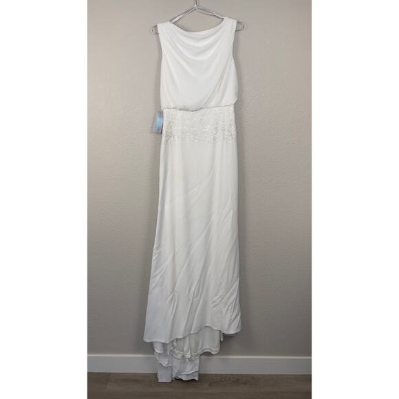 Tadashi Shoji Lilo Back Drape Wedding Gown Ivory 6 Elegant Formal Bridal - Picture 6 of 15